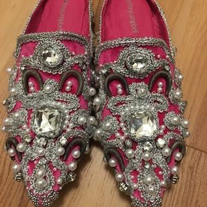 Jeffrey Campbell Pink Jeweled Mules/Flats